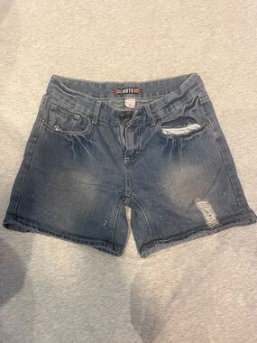 Topshop Faded Blue Distressed Jean Shorts